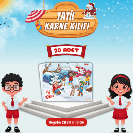 Tatil Karne Kılıfı - Kış Temalı 5 - Karda Oynayan Çocuklar (20'li Set)